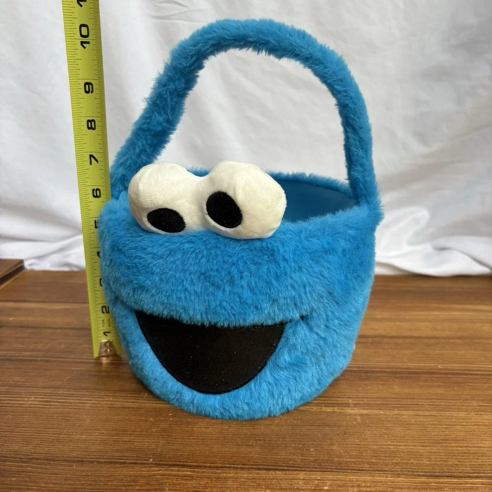 Cookie Monster Plush Halloween Treat Bucket Candy Basket Sesame Street Blue